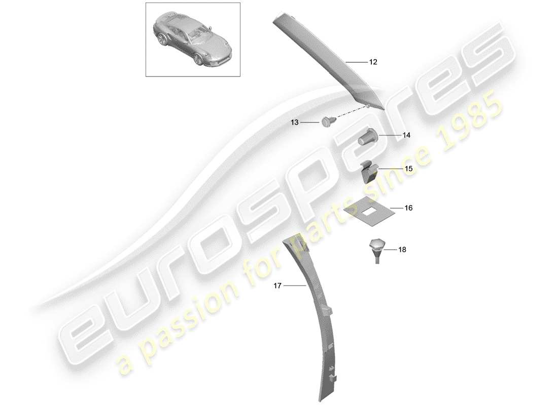 porsche 991 t/gt2rs a-pillar part diagram