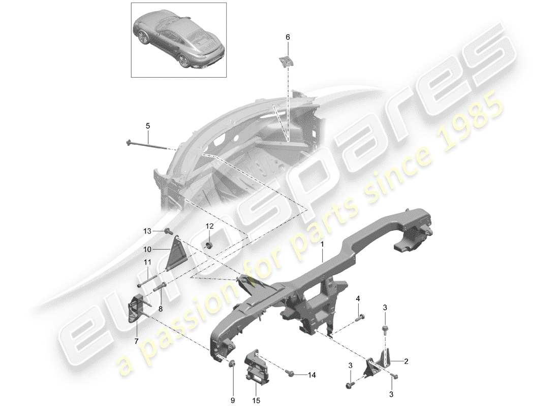 porsche 991 turbo (2015) retaining frame parts diagram