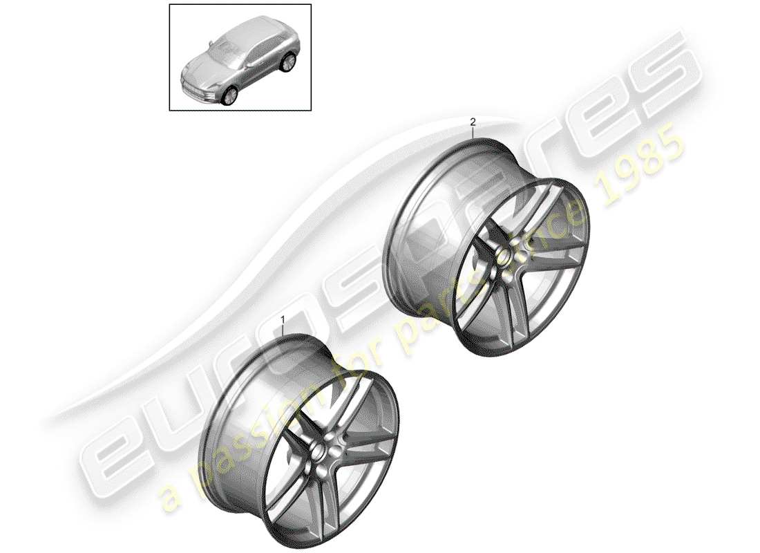 porsche macan (2020) alloy wheel part diagram