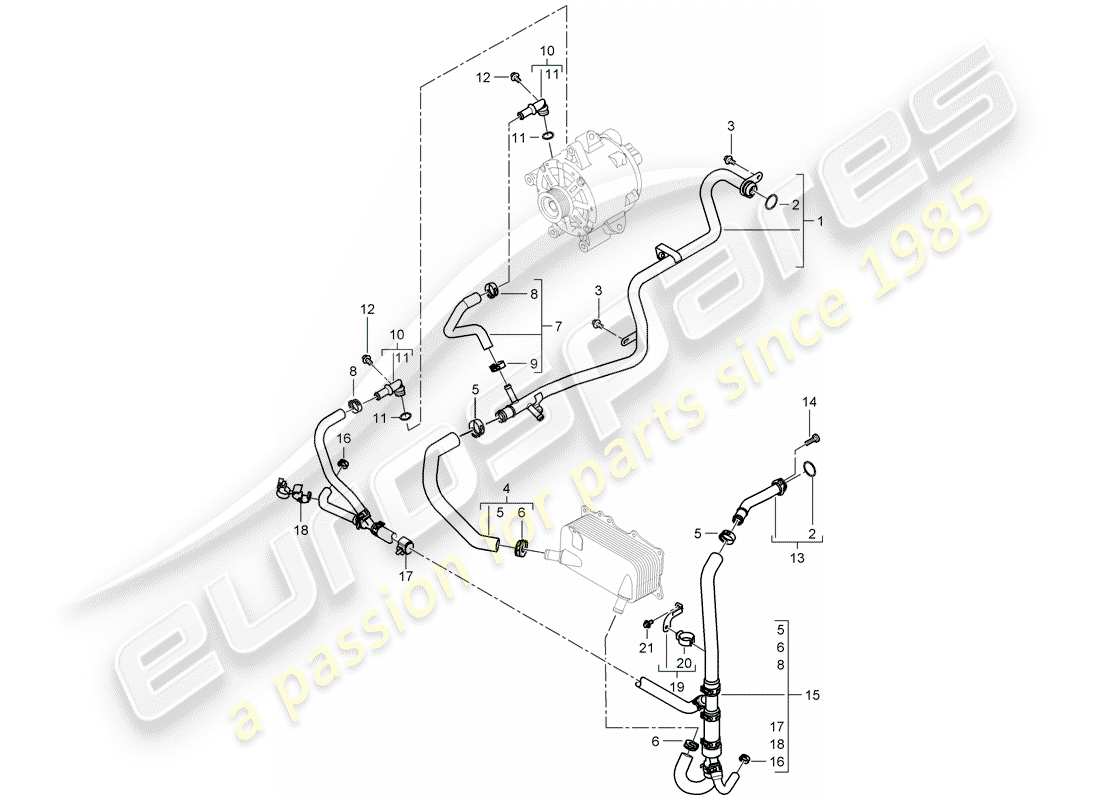 porsche cayenne (2009) water cooling part diagram