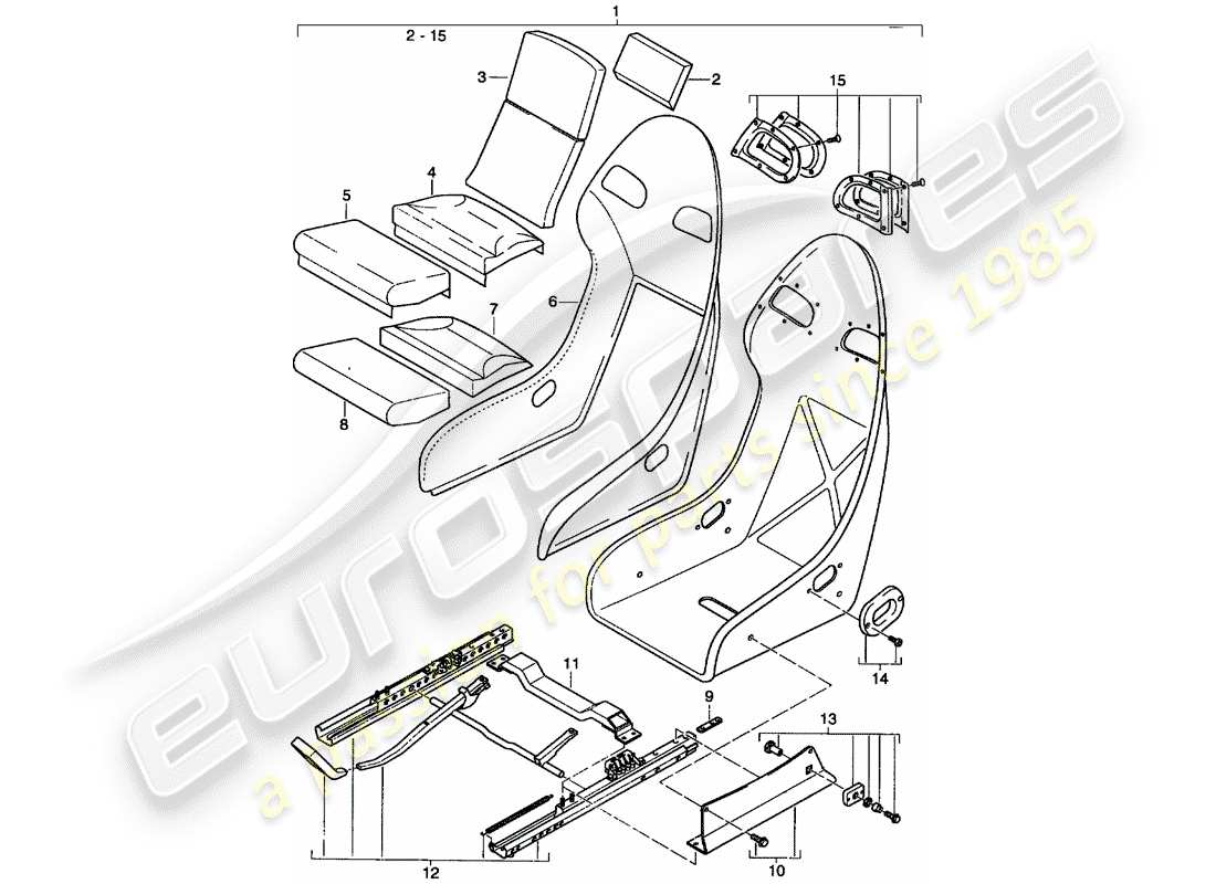 porsche 996 t/gt2 (2002) seat - leather part diagram