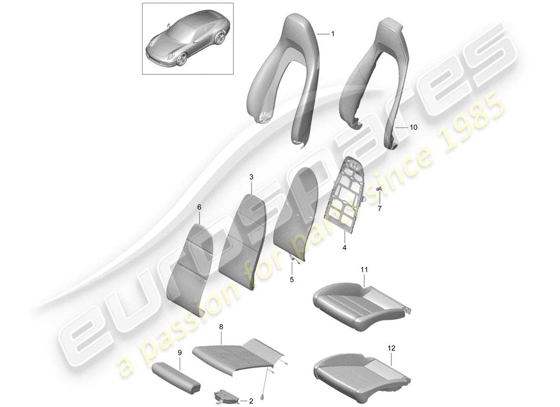 porsche 991 (2012) foam part part diagram