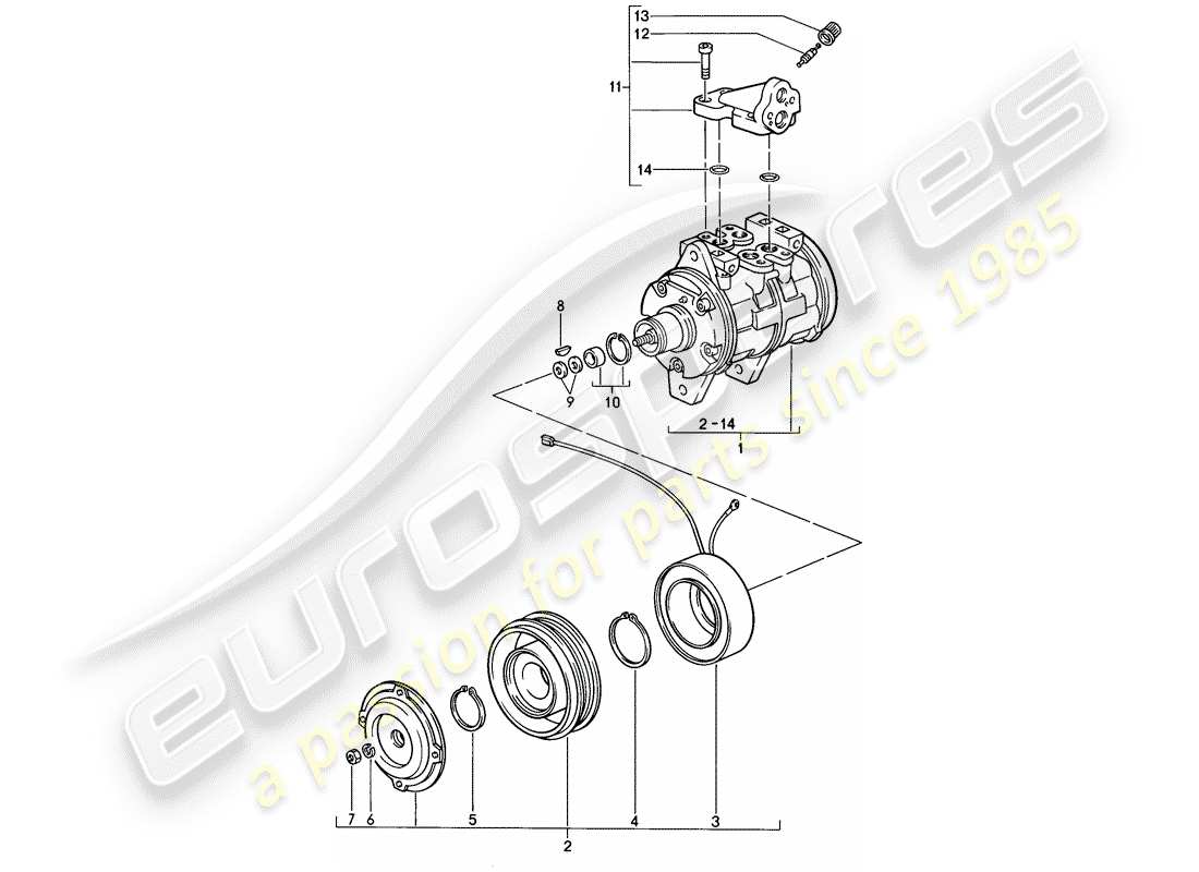 porsche 924s (1988) compressor part diagram