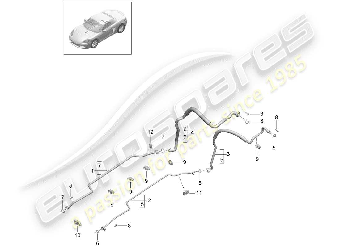 porsche 718 boxster (2020) refrigerant circuit part diagram