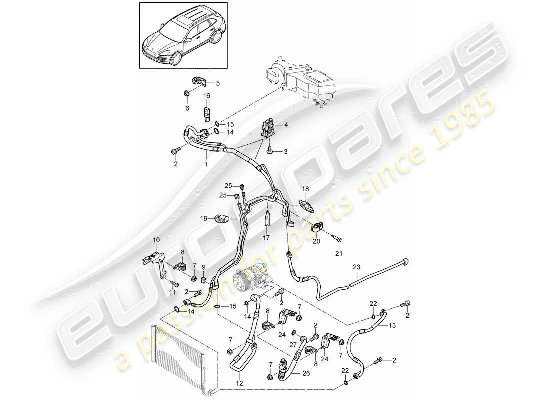 porsche cayenne e2 (2014) refrigerant circuit part diagram