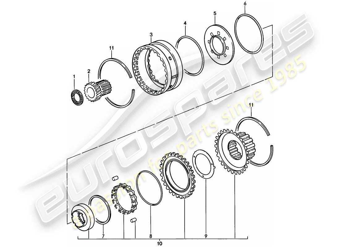 porsche 928 (1984) automatic transmission - freewheel parts diagram