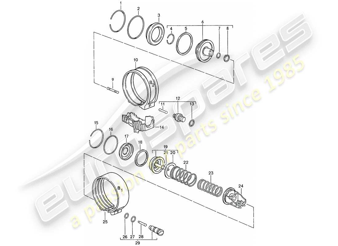 porsche 928 (1991) automatic transmission - brake bands parts diagram