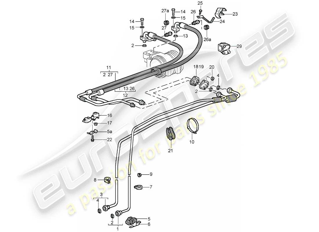 porsche 993 (1998) refrigerant circuit part diagram