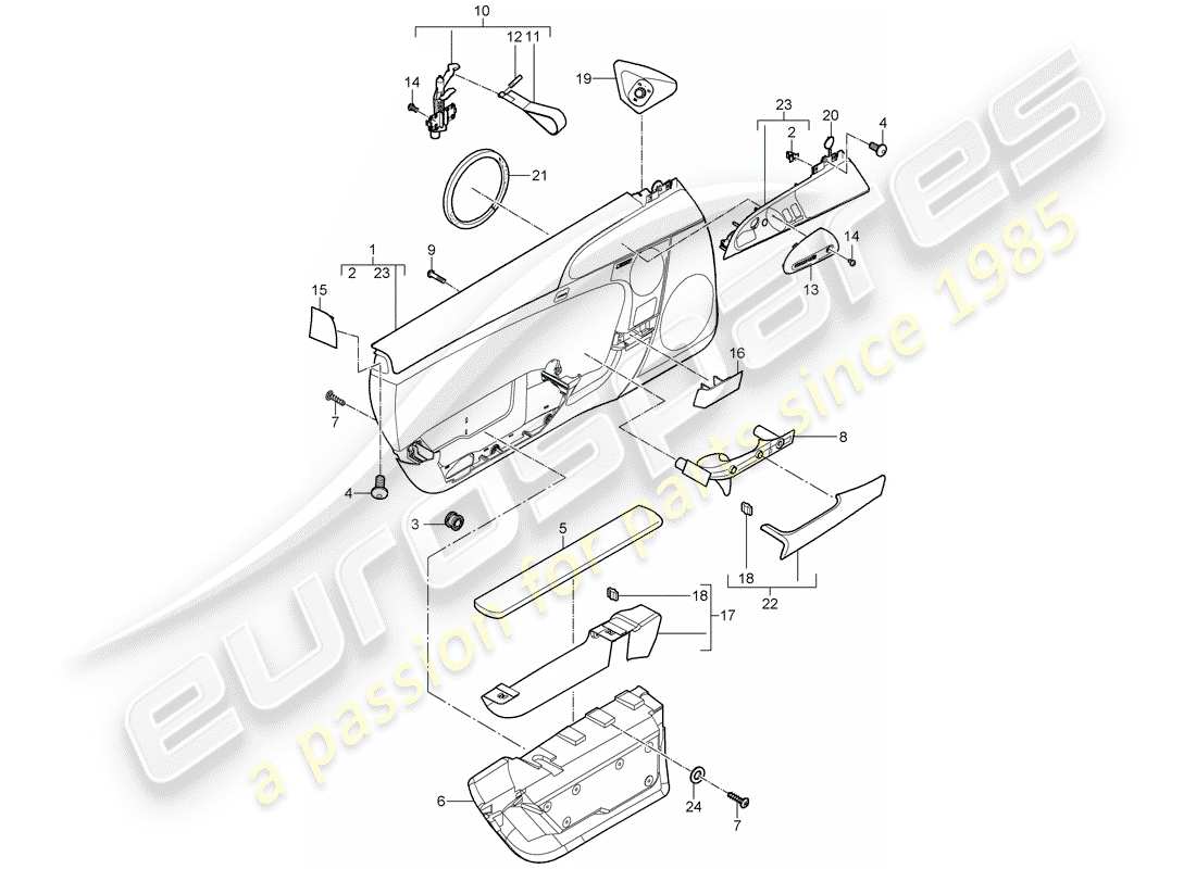 porsche 997 gt3 (2007) door panel parts diagram