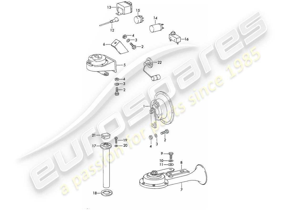 porsche 911 (1973) horn - relay part diagram