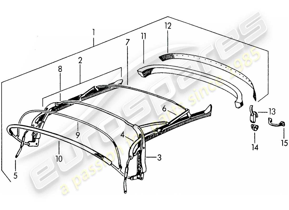 porsche 356/356a (1957) top frame parts diagram