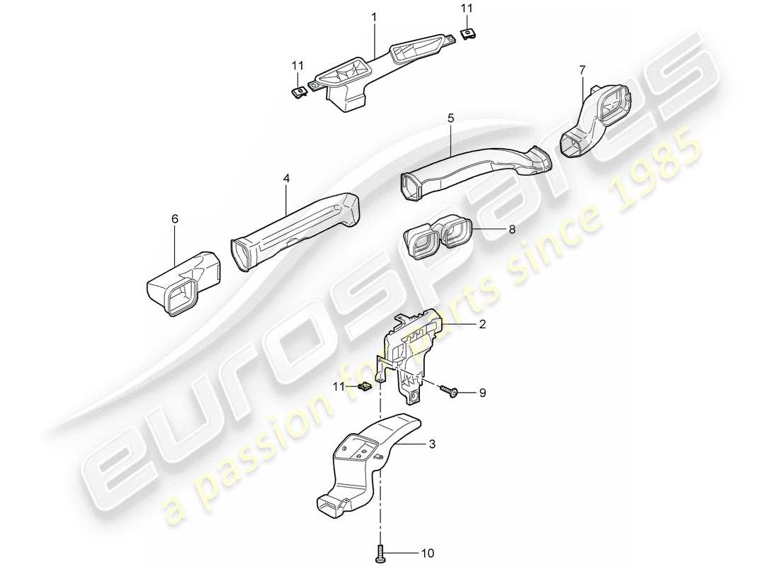 porsche 997 gt3 (2007) air distributor parts diagram