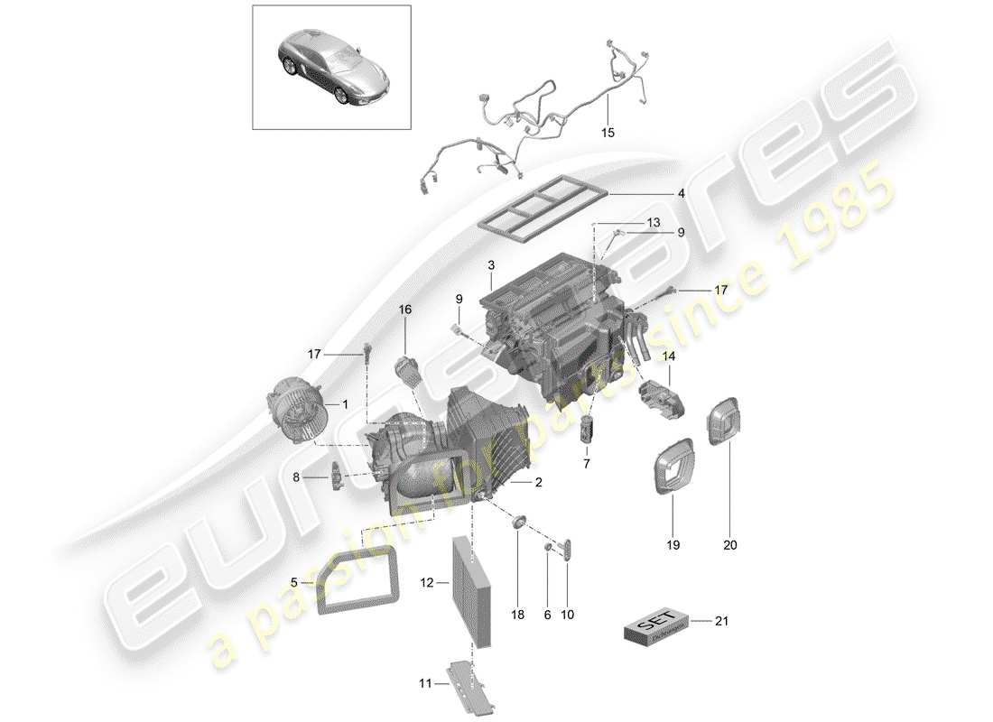 porsche cayman 981 (2016) air conditioner part diagram
