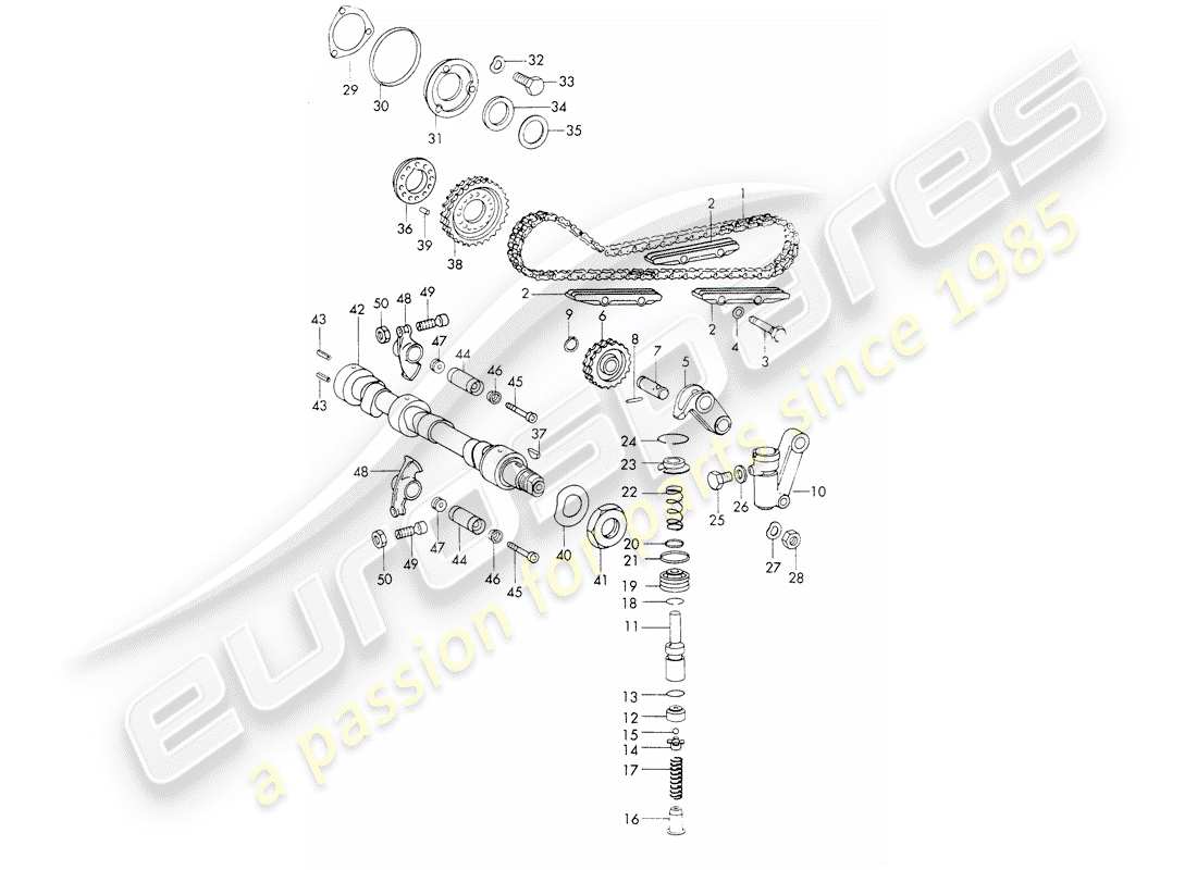 porsche 911 (1973) valve control - repair set for maintenance - tensioner - chain - see illustration: part diagram