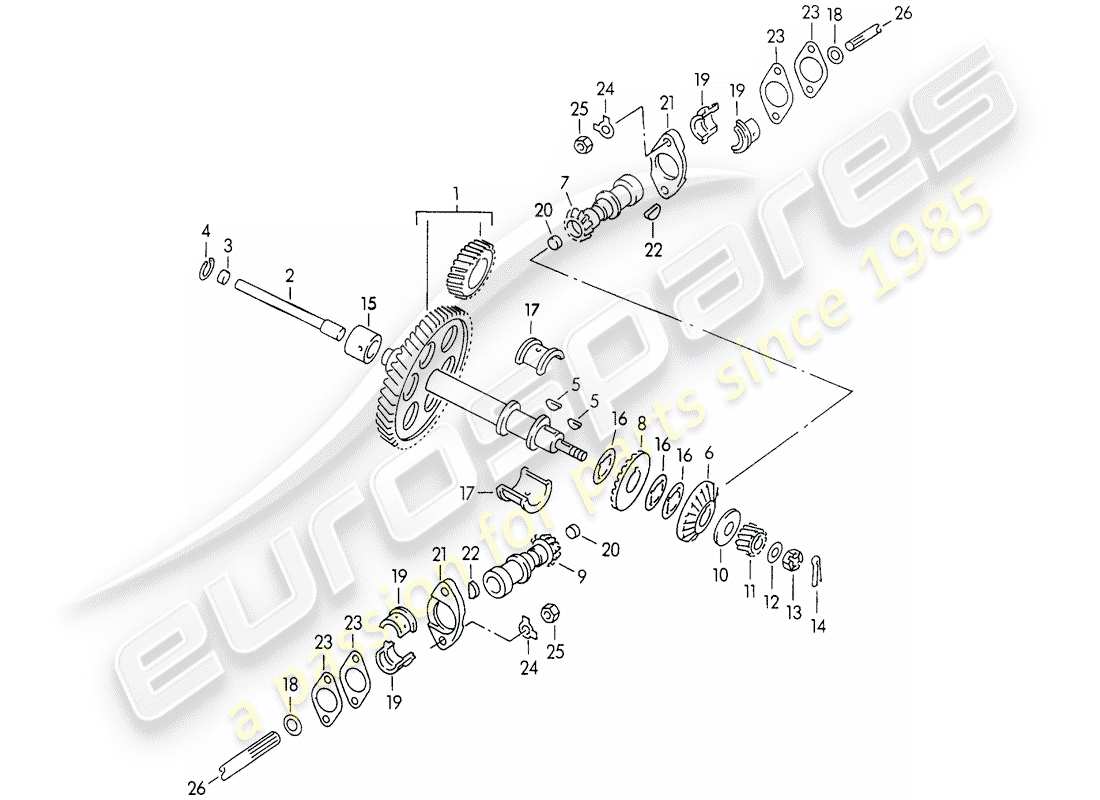 porsche 356b/356c (1960) driving mechanism - for - valve control part diagram