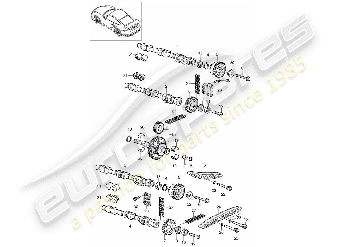 porsche 997 gt3 (2007) valve control parts diagram