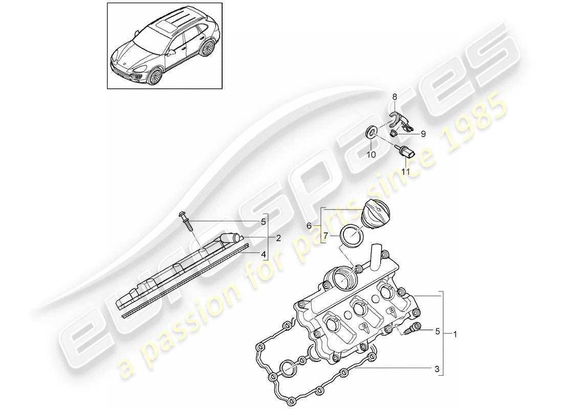 porsche cayenne e2 (2012) valve cover part diagram