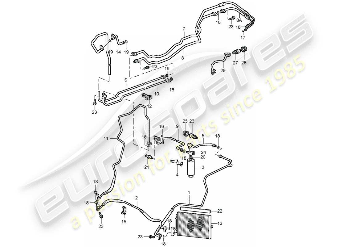 porsche 996 t/gt2 (2004) refrigerant circuit parts diagram