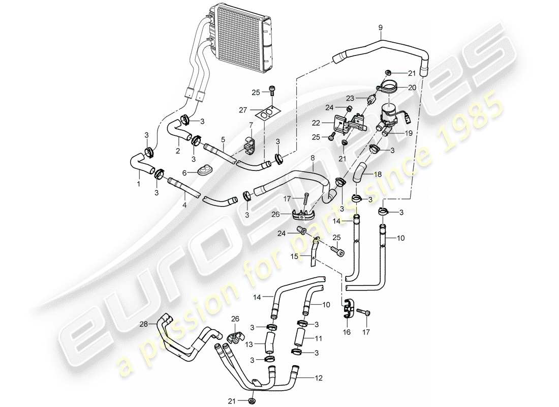 porsche cayenne (2004) heater part diagram