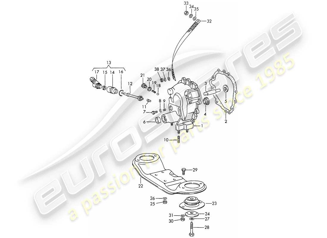 porsche 911 (1973) transmission cover - transmission suspension - sportomatic - typ 925 - d - mj 1972>> part diagram