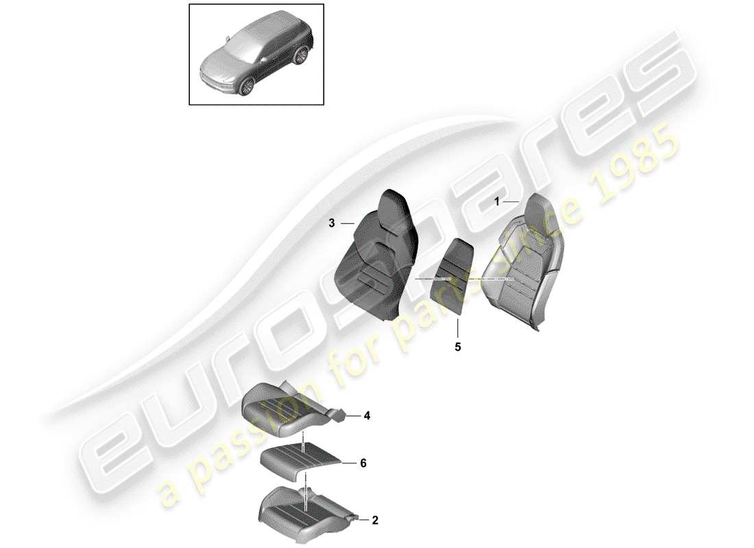 porsche cayenne e3 (2019) foam part part diagram