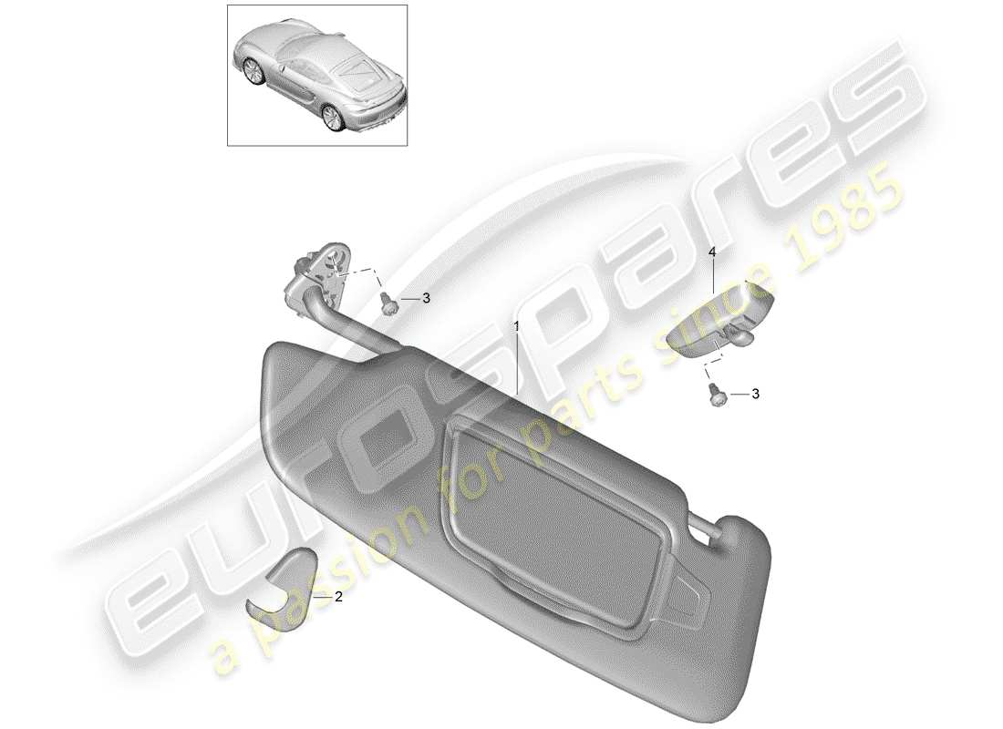 porsche 2016 sun vizors part diagram