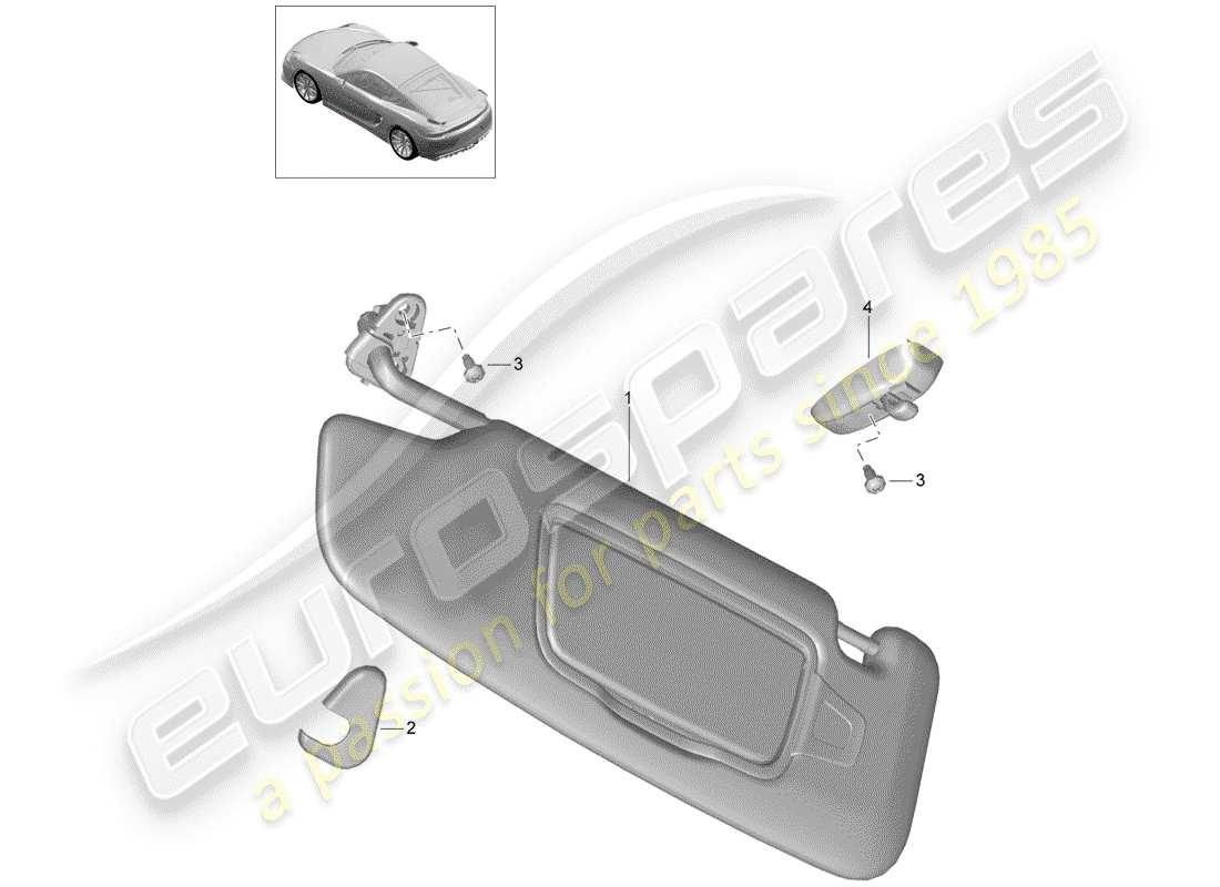 porsche 2016 sun vizors part diagram