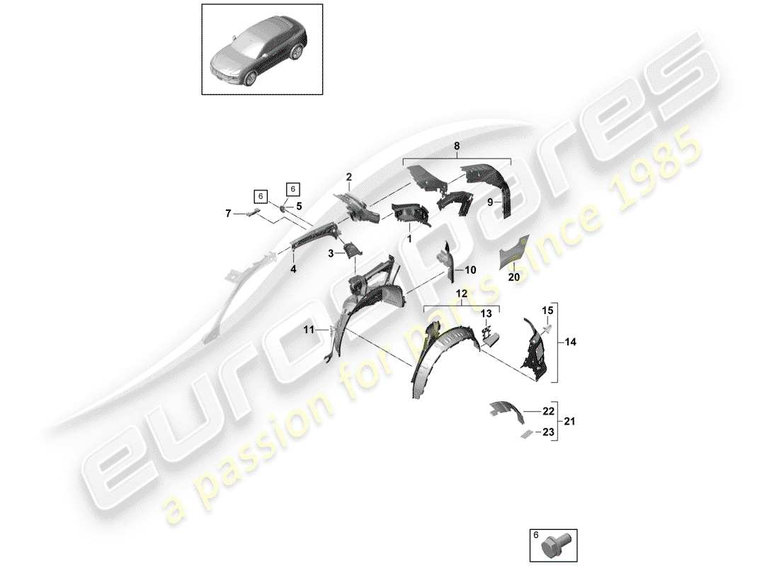 porsche cayenne e3 (2019) side panel part diagram