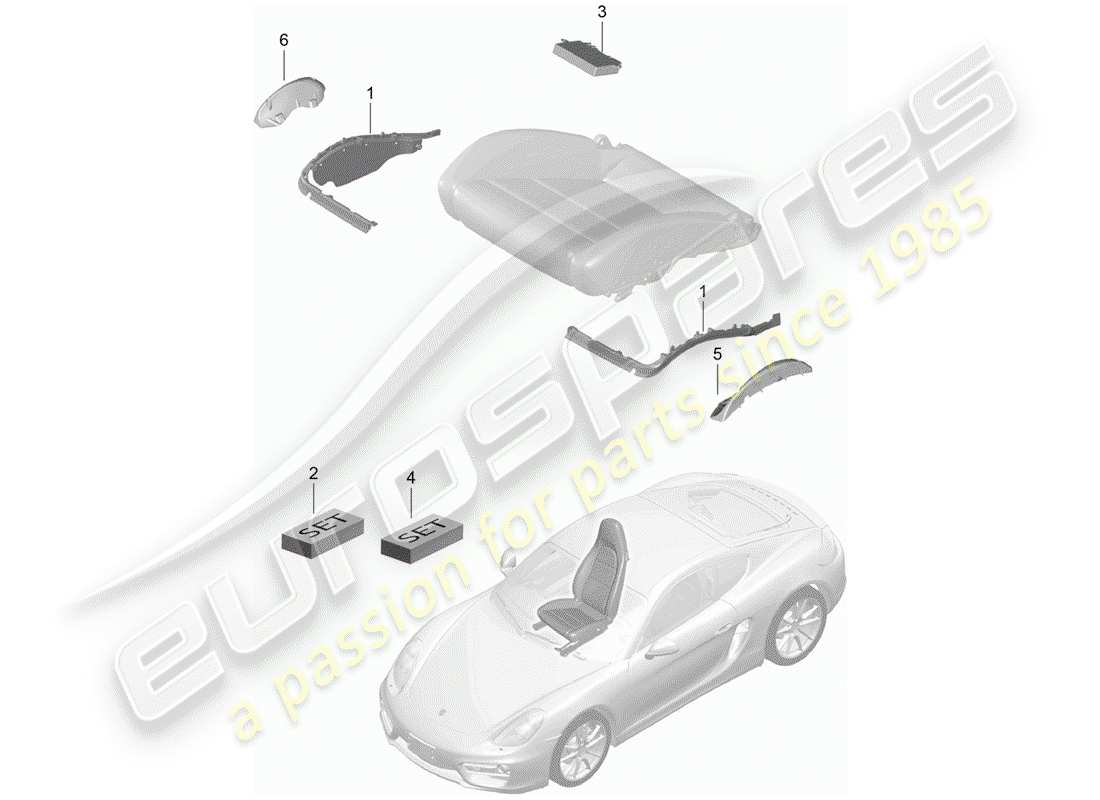 porsche cayman 981 (2014) padding for seat parts diagram