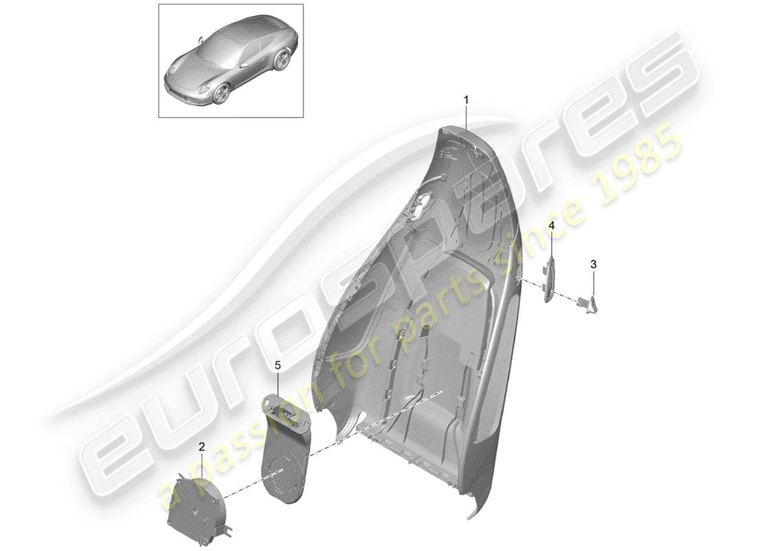 porsche 991 (2015) backrest shell part diagram