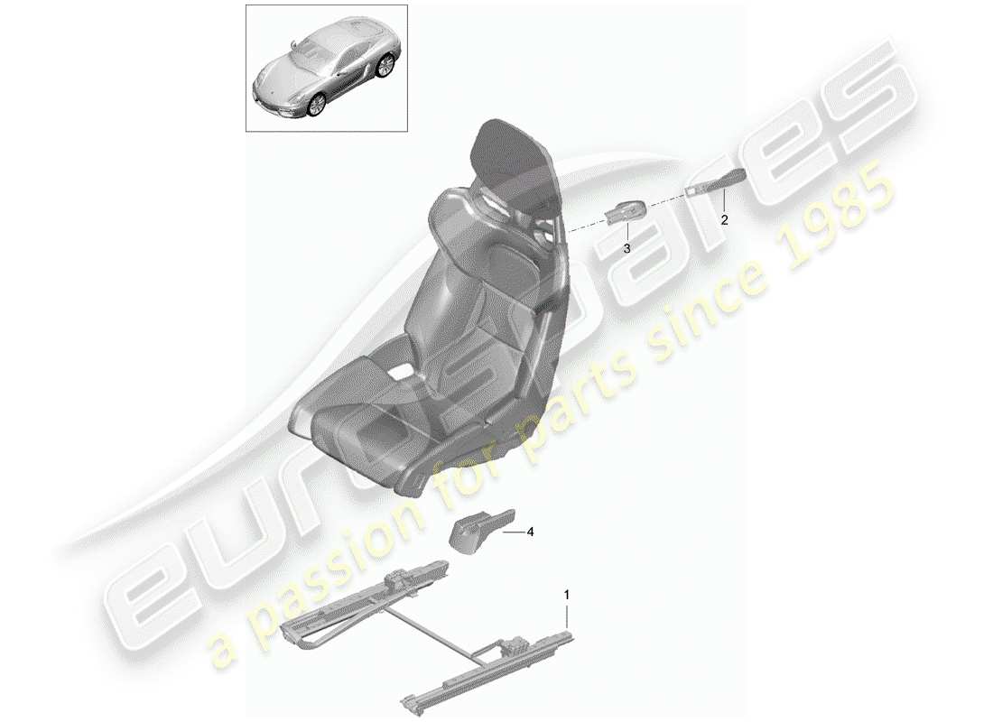 porsche cayman 981 (2014) seat parts diagram