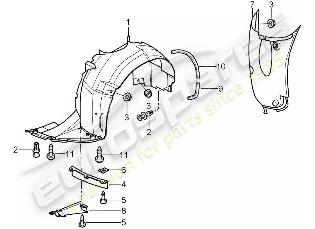 porsche 996 (2000) trims - for - wheel housing - d >> - mj 2001 part diagram