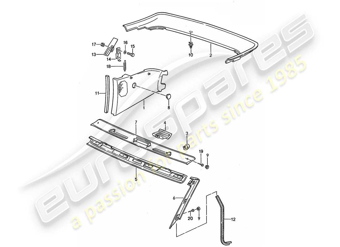 porsche 968 (1994) trims part diagram