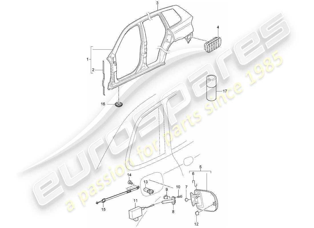 porsche cayenne (2005) side panel part diagram