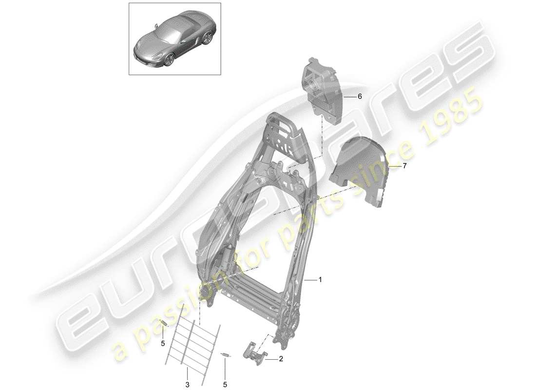 porsche boxster 981 (2013) backrest frame parts diagram