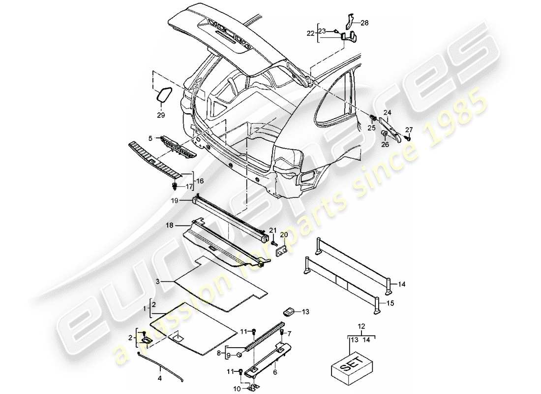 porsche cayenne (2008) trims part diagram