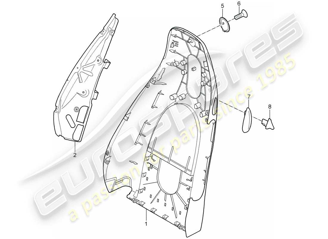 porsche cayman 987 (2008) backrest shell parts diagram