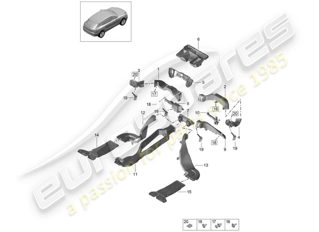 porsche macan (2020) air duct part diagram