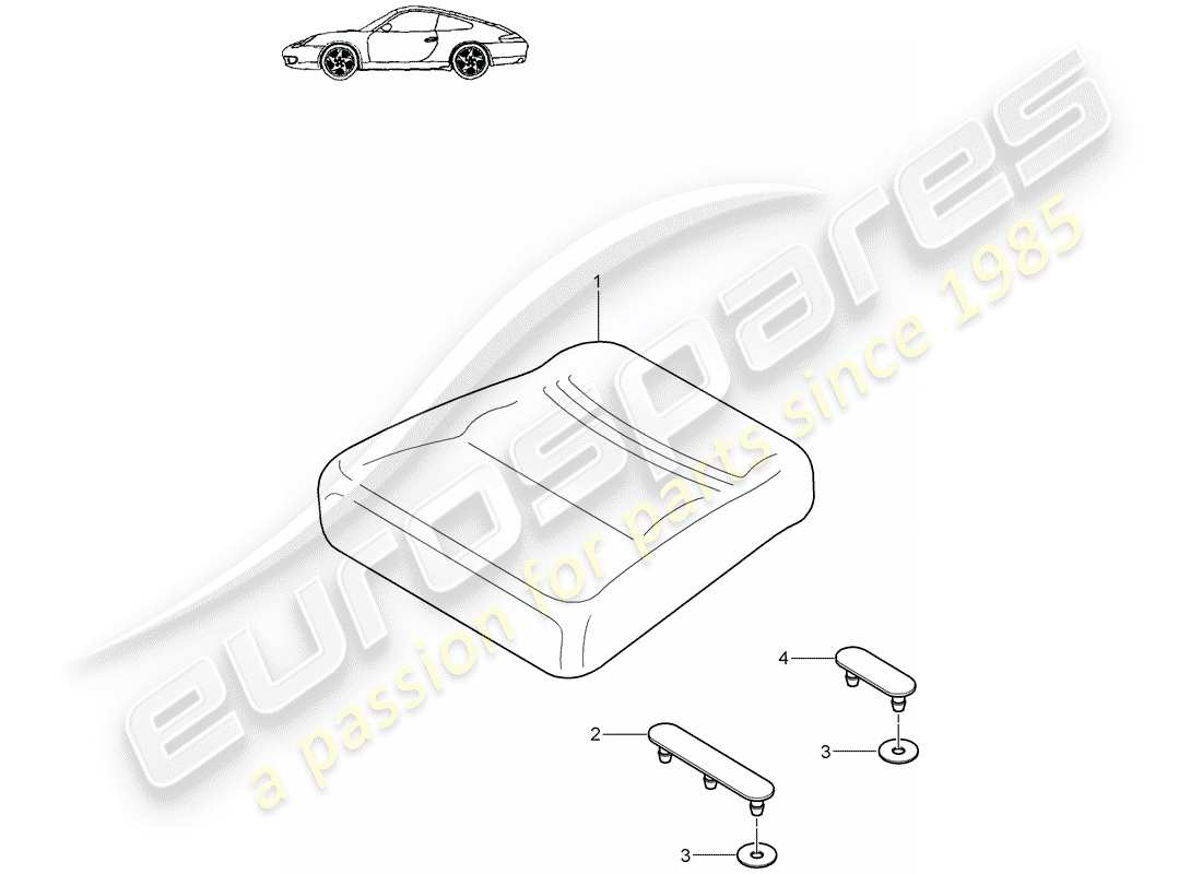 porsche 996 (2004) back seat cushion parts diagram