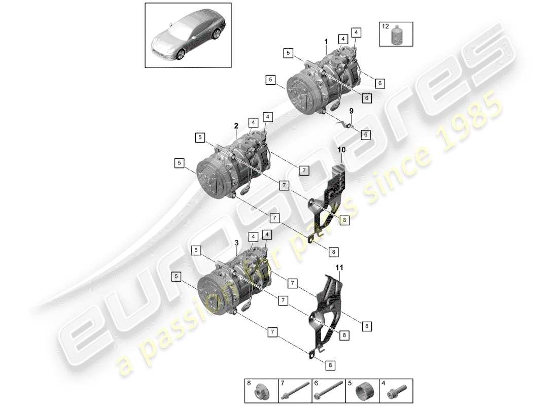 porsche panamera 971 (2019) compressor parts diagram