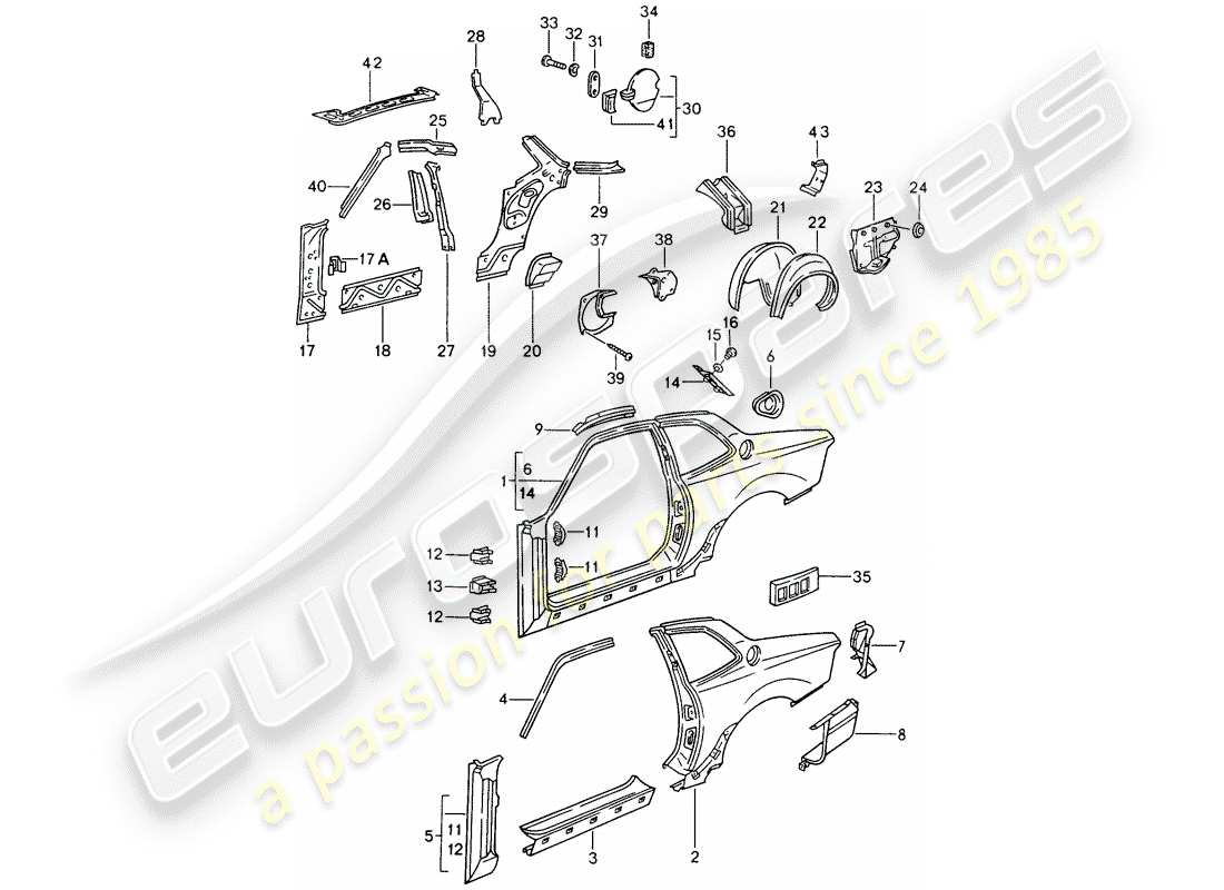 porsche 968 (1994) side panel part diagram