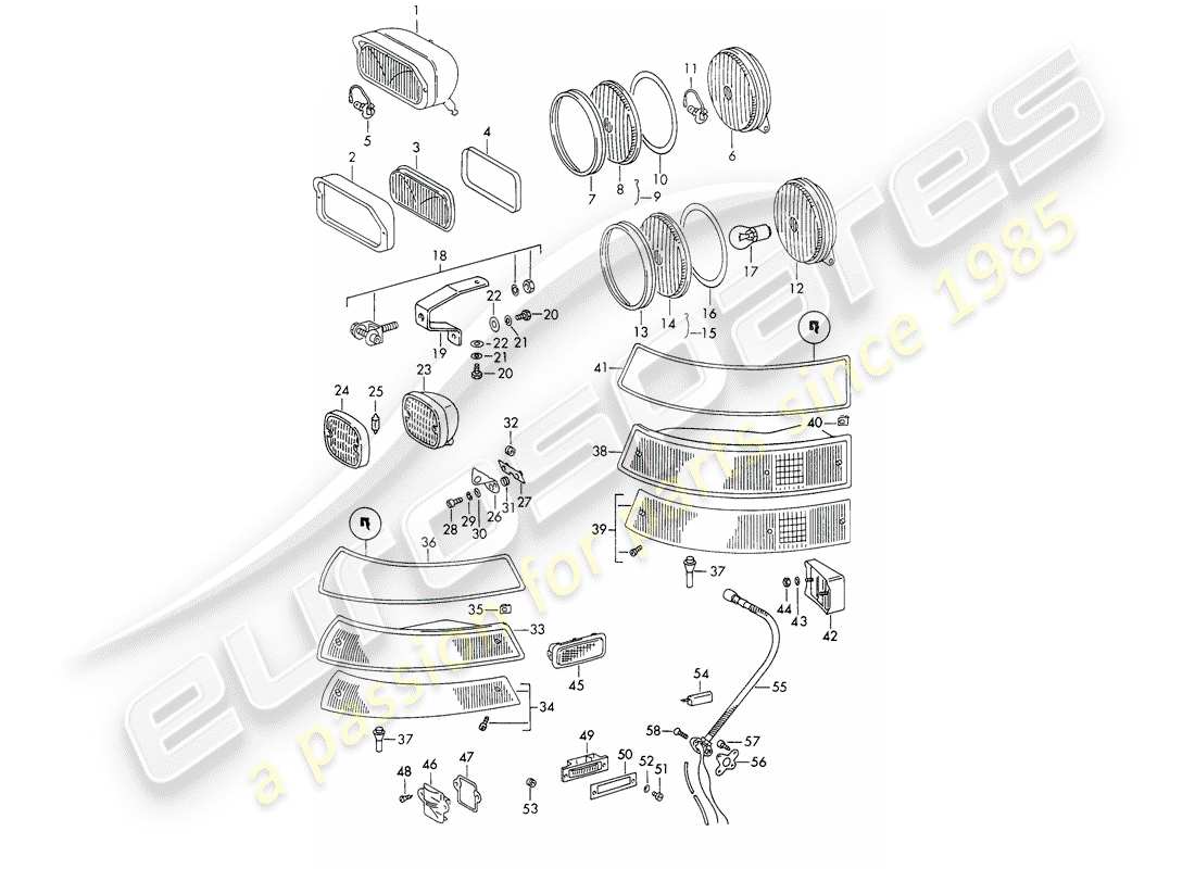 porsche 911/912 (1967) lighting part diagram