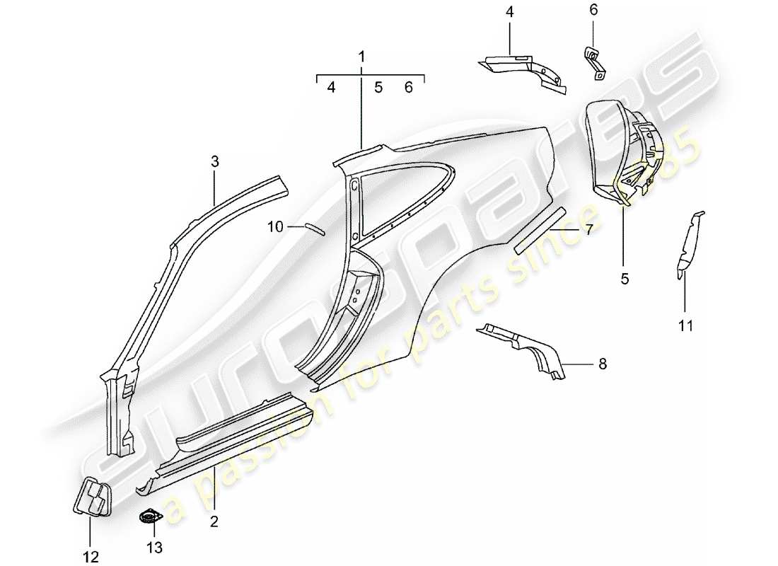 porsche 996 (2004) side panel parts diagram