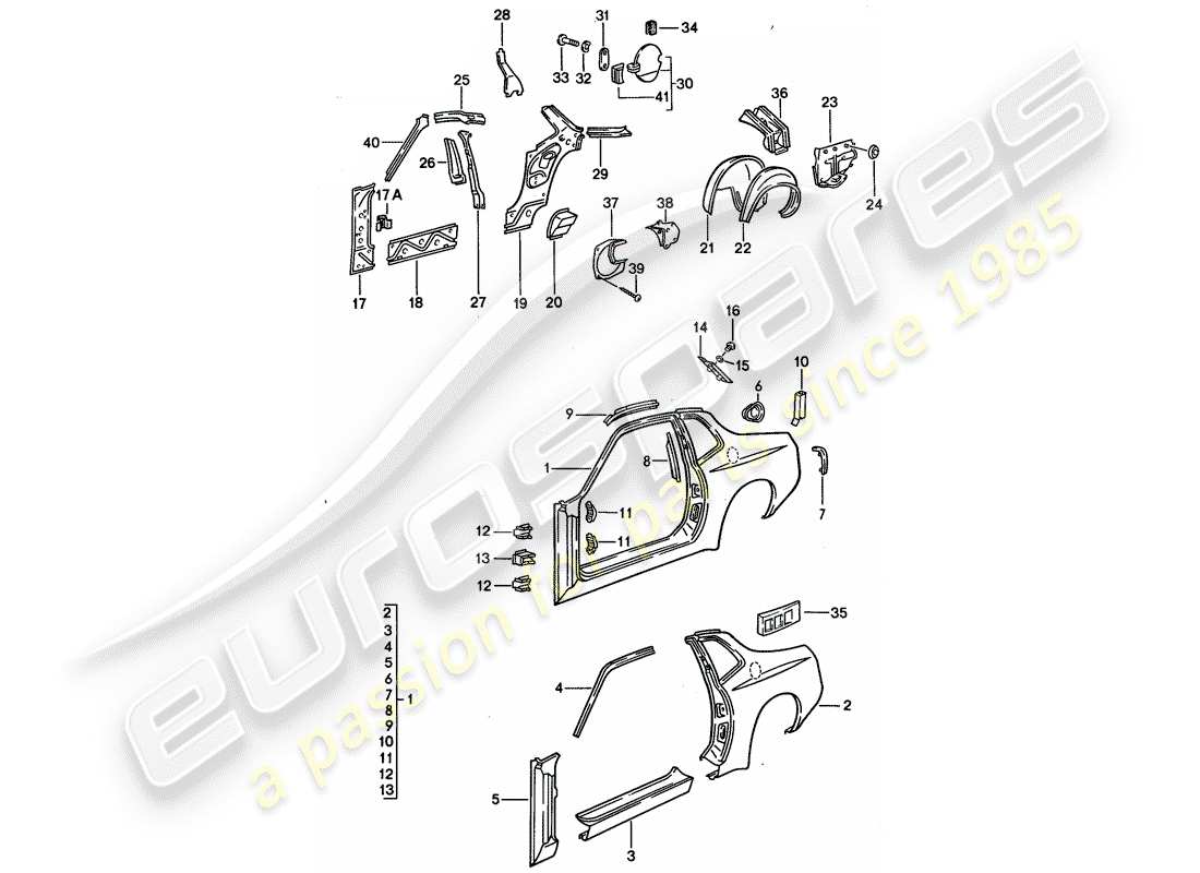 porsche 944 (1989) side panel part diagram