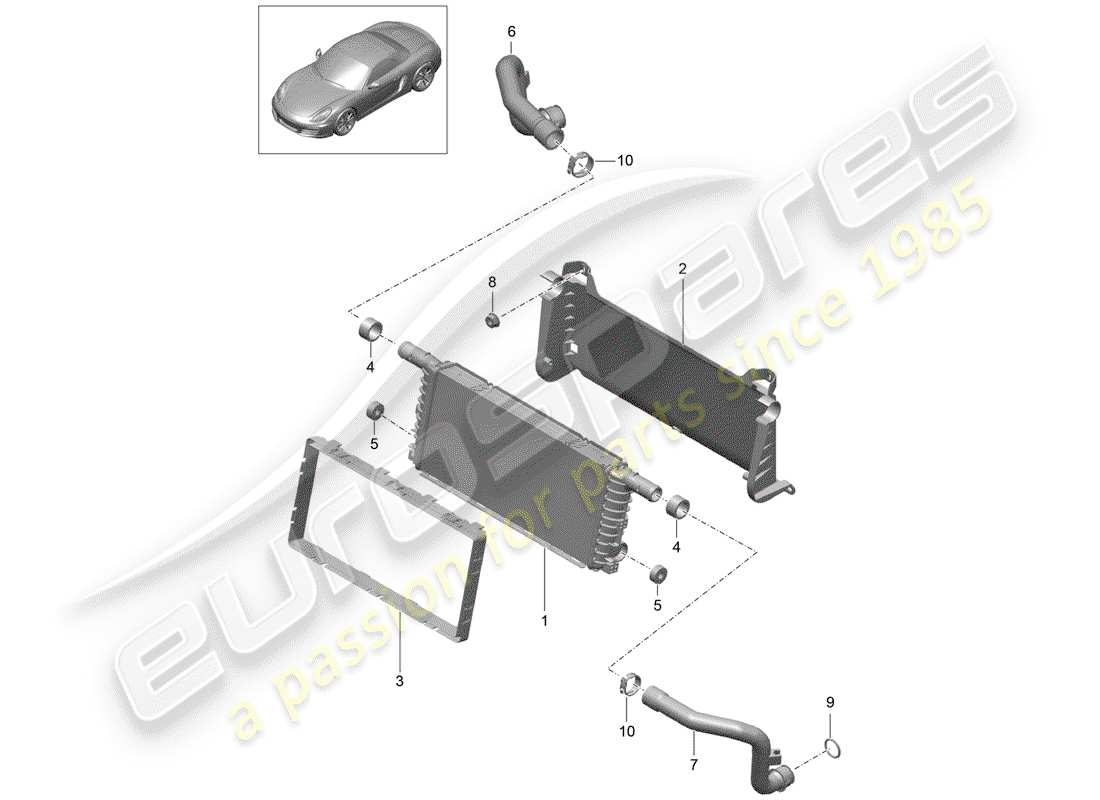 porsche boxster 981 (2012) radiator parts diagram