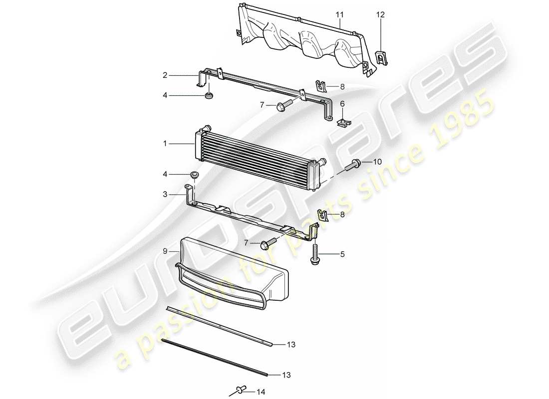 porsche 996 (2000) radiator part diagram