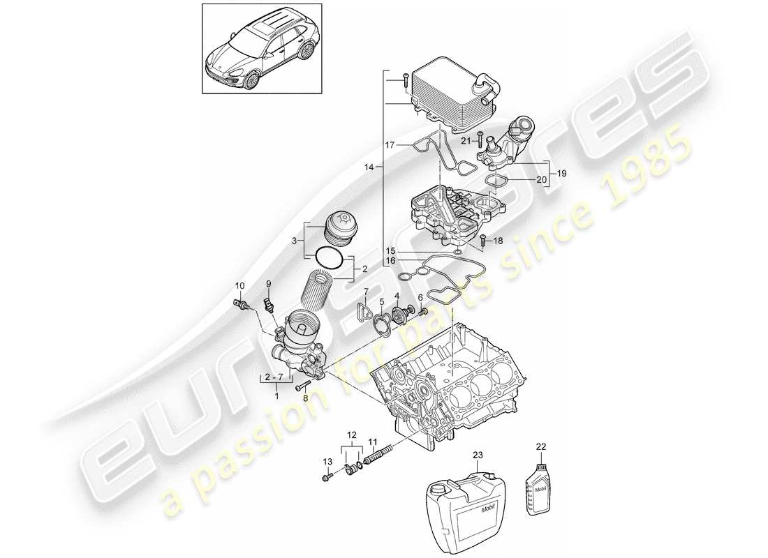 porsche cayenne e2 (2012) oil filter part diagram