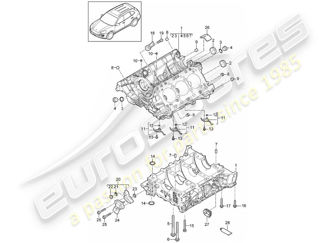 porsche cayenne e2 (2018) crankcase part diagram