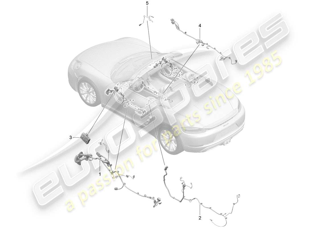 porsche 718 boxster (2019) wiring harnesses part diagram