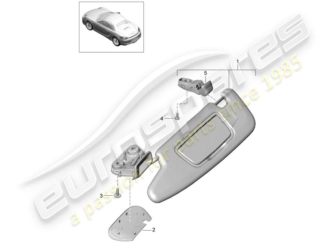 porsche boxster 981 (2013) sun vizors parts diagram